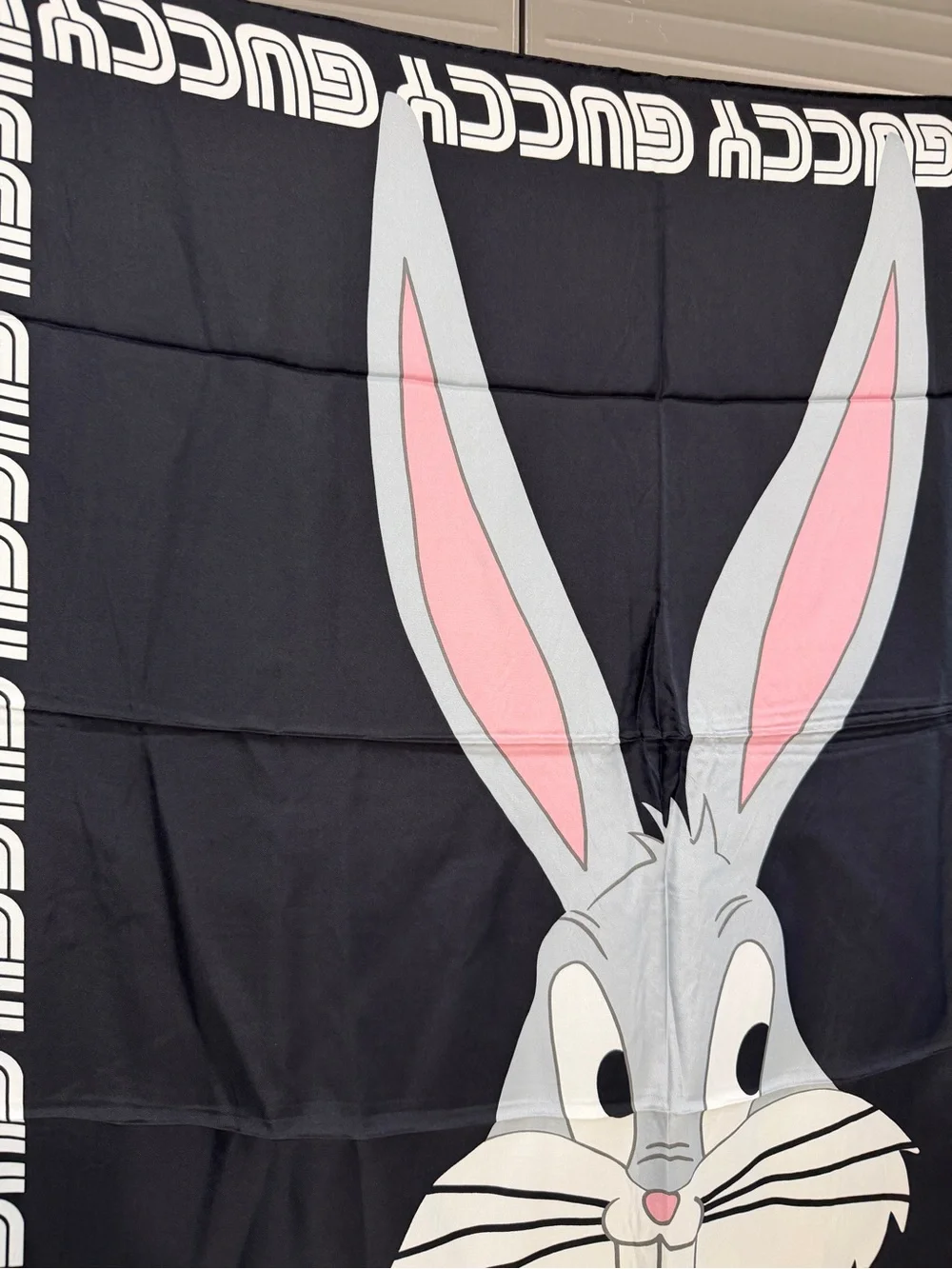 Gucci Black Guccy Bugs Bunny Scarf Silk NWT